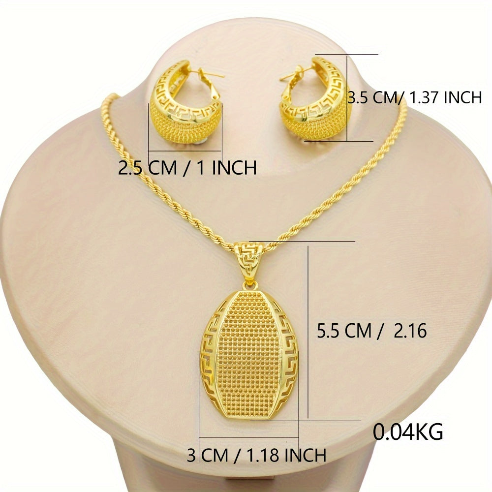 Women's Jewelry Set 18K Gold Plated Middle Eastern Style Copper Earrings Necklace for Daily Wear Weddings