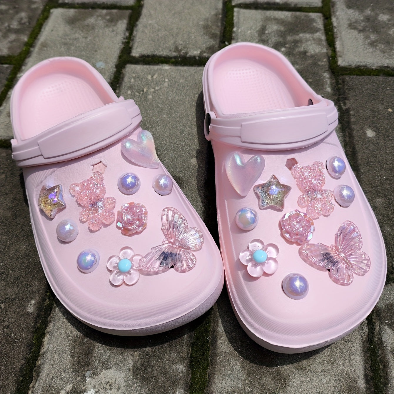 Набор украшений для обуви Pink Bear Love Butterfly Flower, 20 шт., съемные аксессуары для сандалий