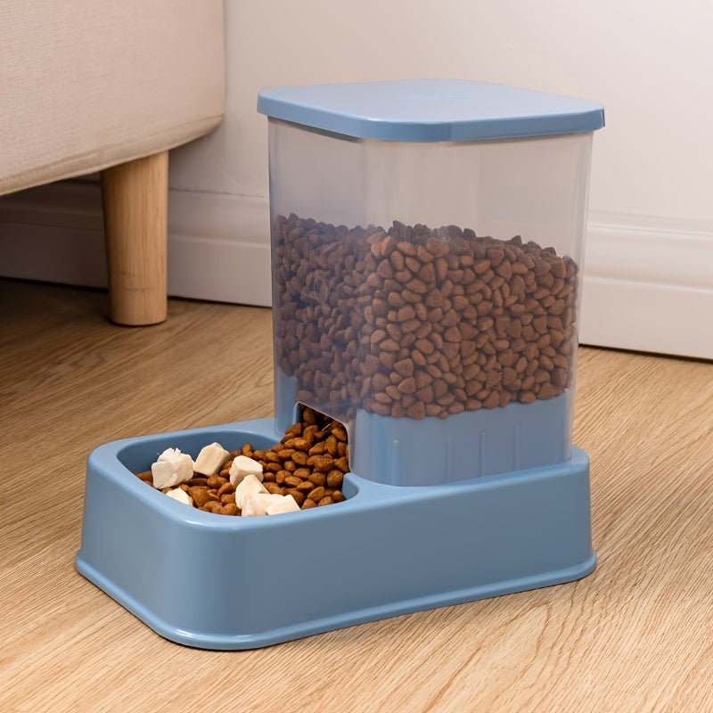 2-in-1 Pet Feeder and Water Dispenser for Cats and Dogs Durable Plastic No Batteries Needed
