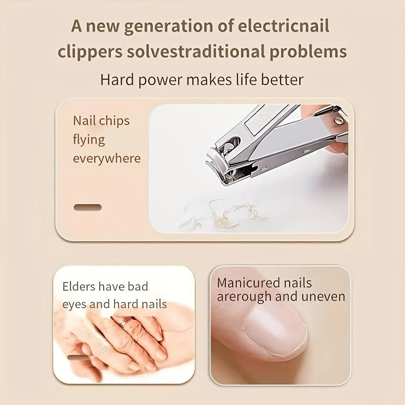 Portable Electric Nail Clipper with USB Rechargeable 3-Speed Adjustable Quiet Operation LED Light