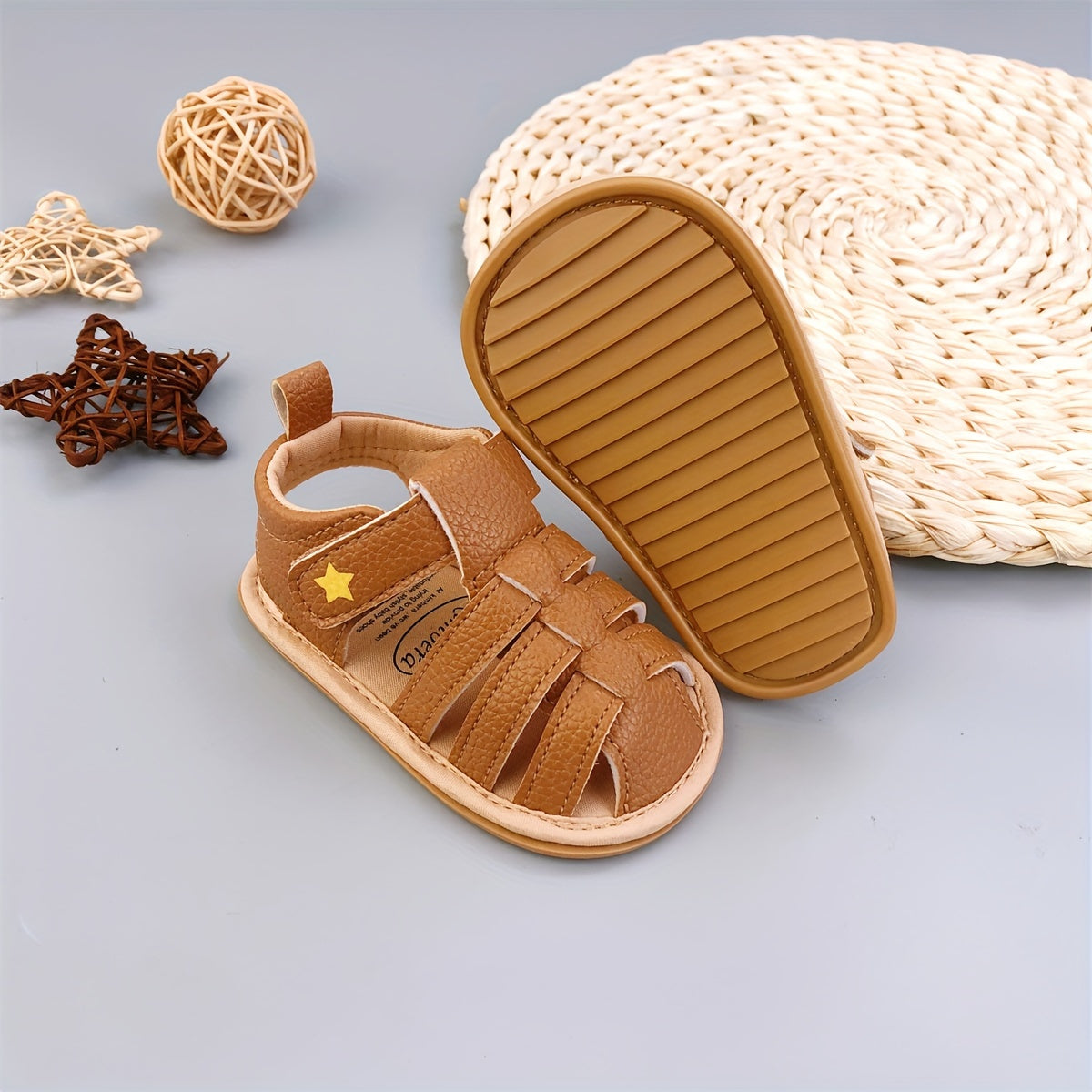 0-12 oy uchun yangi tug'ilgan chaqaloqlar uchun yulduz shaklidagi qopqoq bilan bog'lanadigan sandallar, nafas oladigan yumshoq taglik, ko'p maqsadli va sirpanmas.