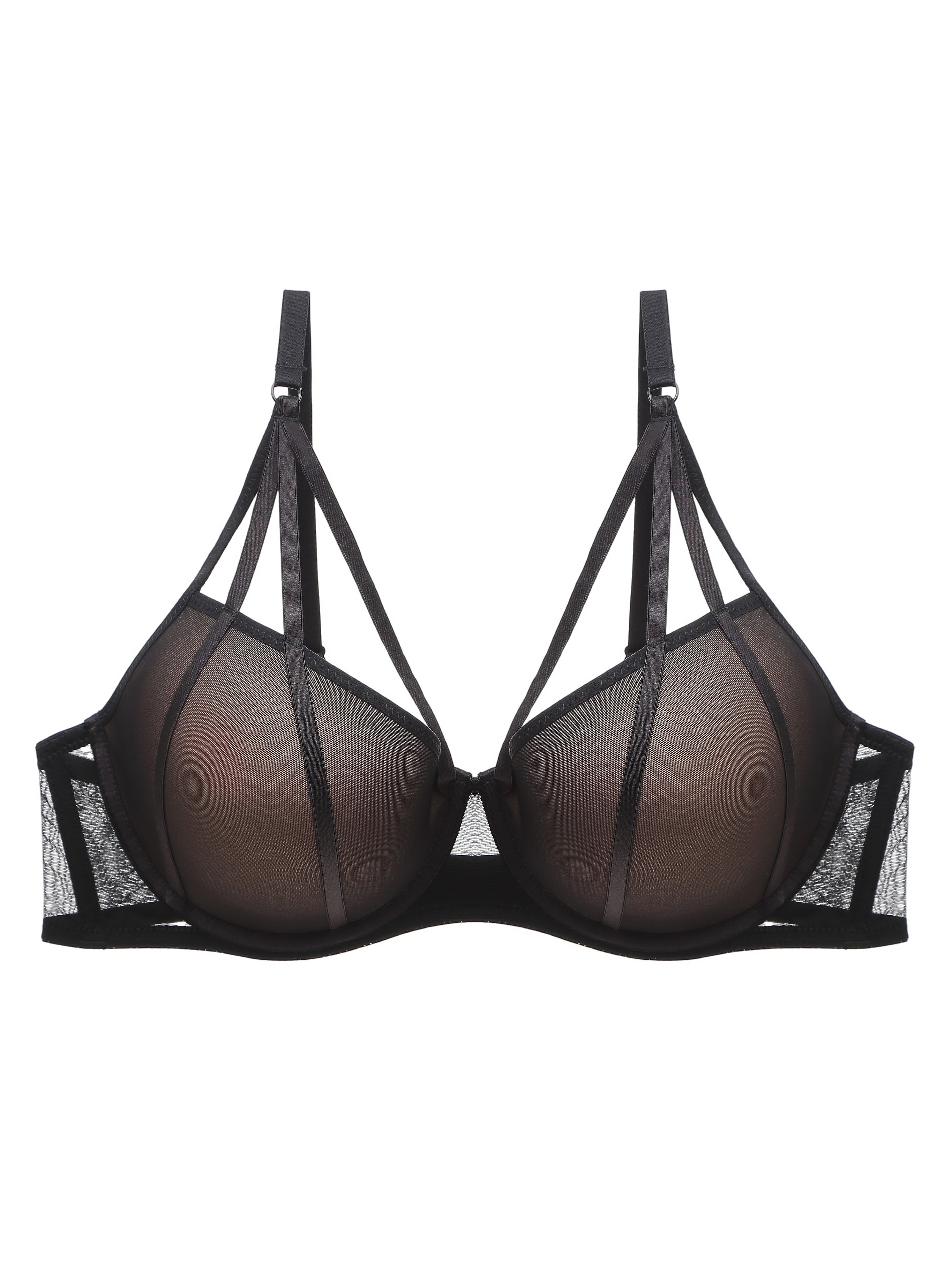 Women's Mesh Thick Cup Bra with Gathered Design Lingerie