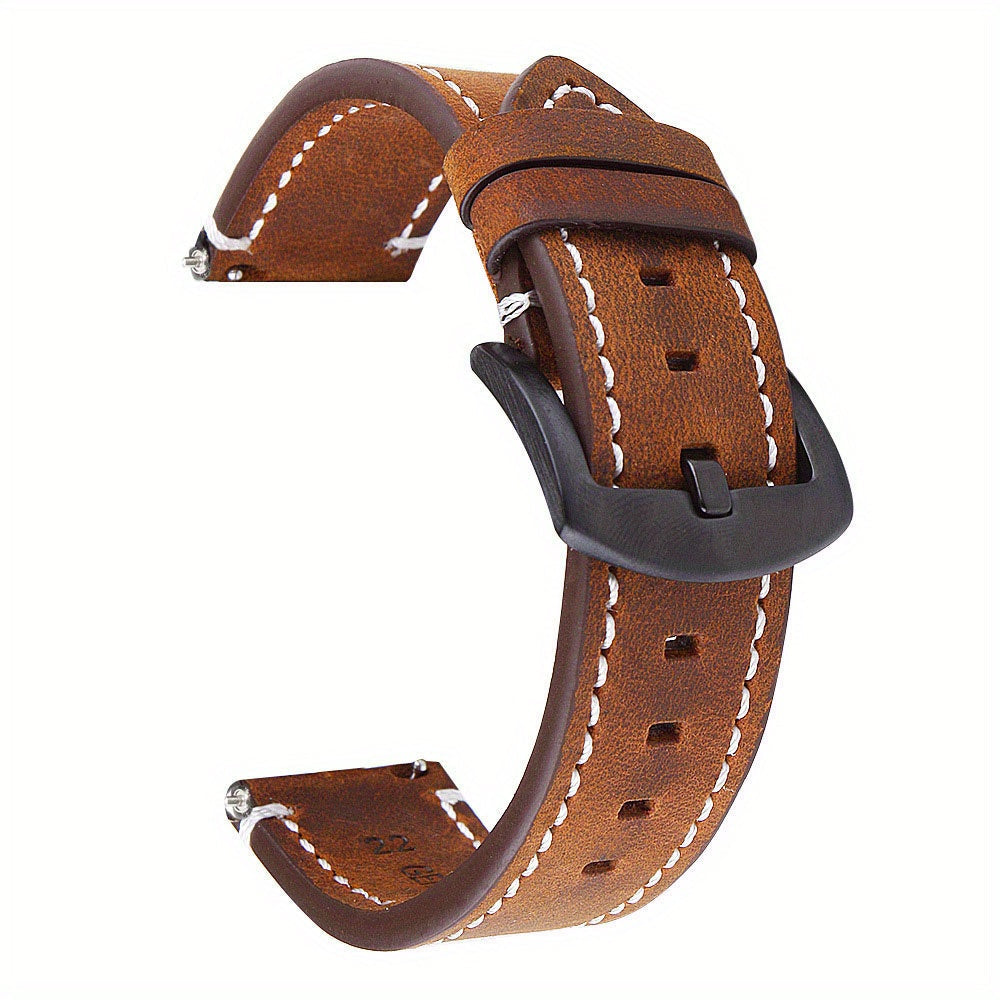 Retro Cow Leather Watch Band 20mm 22mm 24mm with Quick Release Buckle