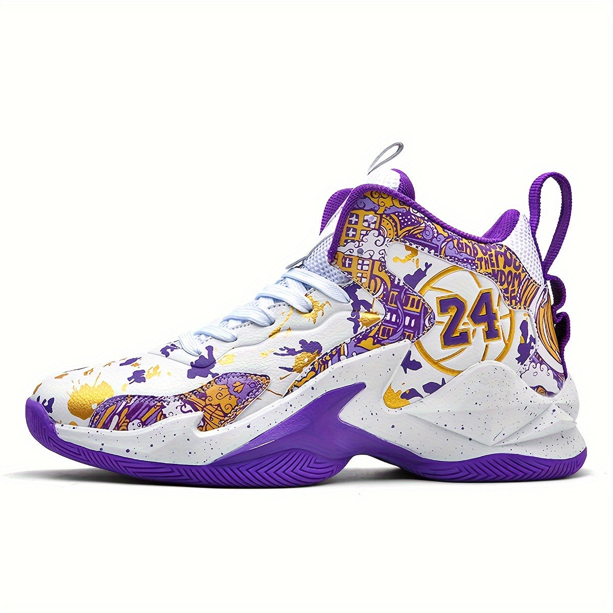 Color Block Basketball Shoes for Men Non-Slip Durable Outdoor Sneakers