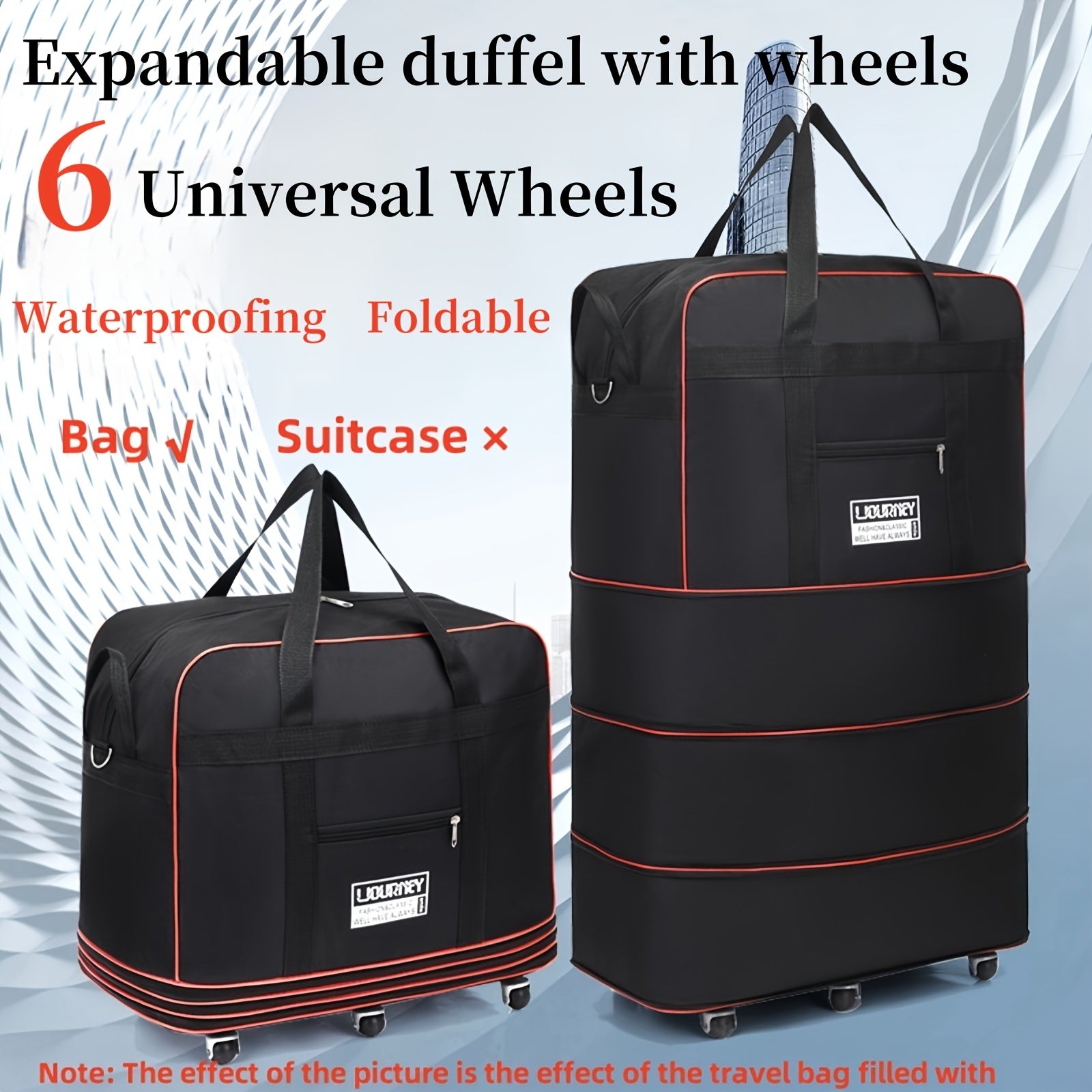 Expandable Waterproof Polyester Rolling Luggage with Spinner Wheels for Business Travel and Vacation Black Blue