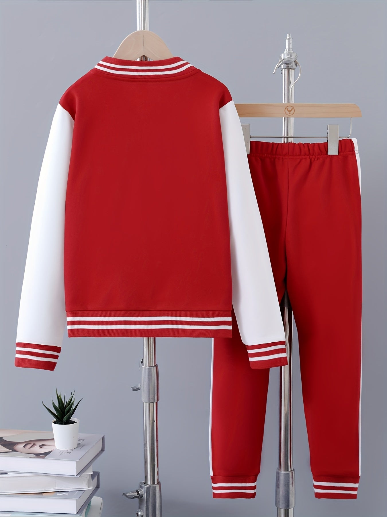 Boys' Polyester Baseball Suit and Pants Set Solid Color Spring Fall Casual