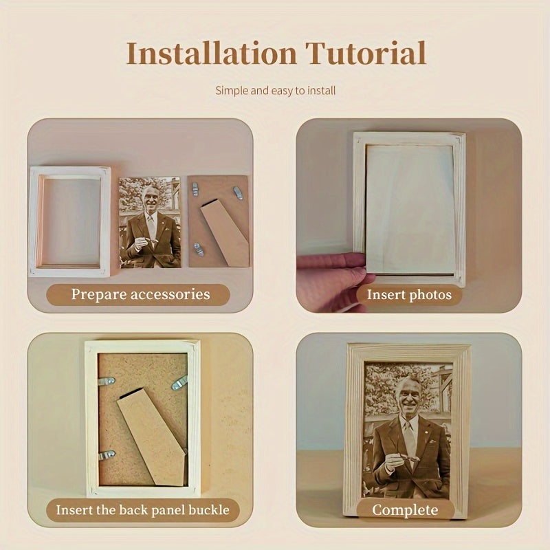 Уникальный фото подарок - Ручная резьба по дереву в рамке - Идеально подходит для празднования дней рождения, юбилеев, свадеб, Дня святого Валентина или для улучшения домашнего декора - Подходит для возрастной группы 14+