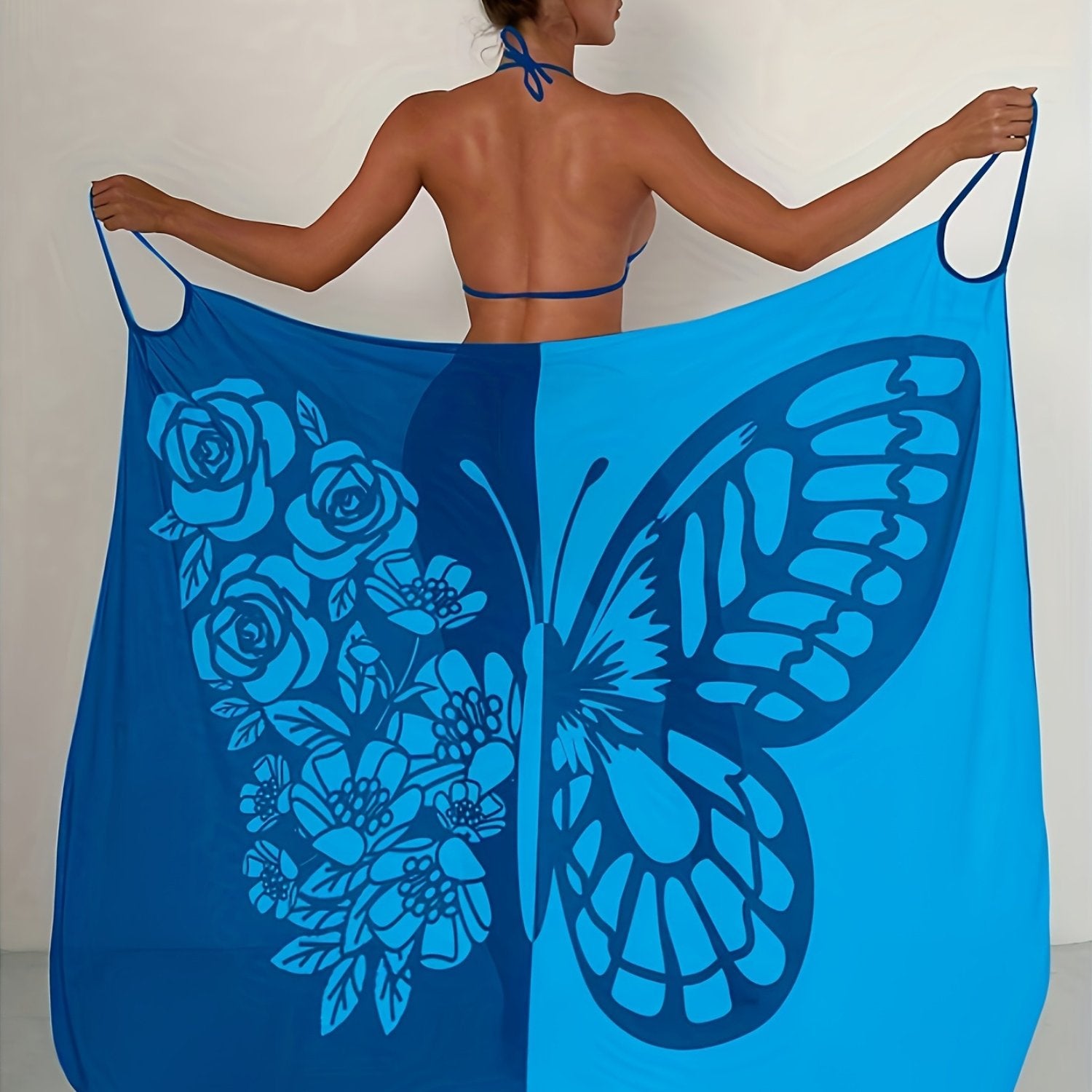 Butterfly Print Beach Cover-Up with High Stretch Mesh Fabric for Summer Poolside and Beachwear