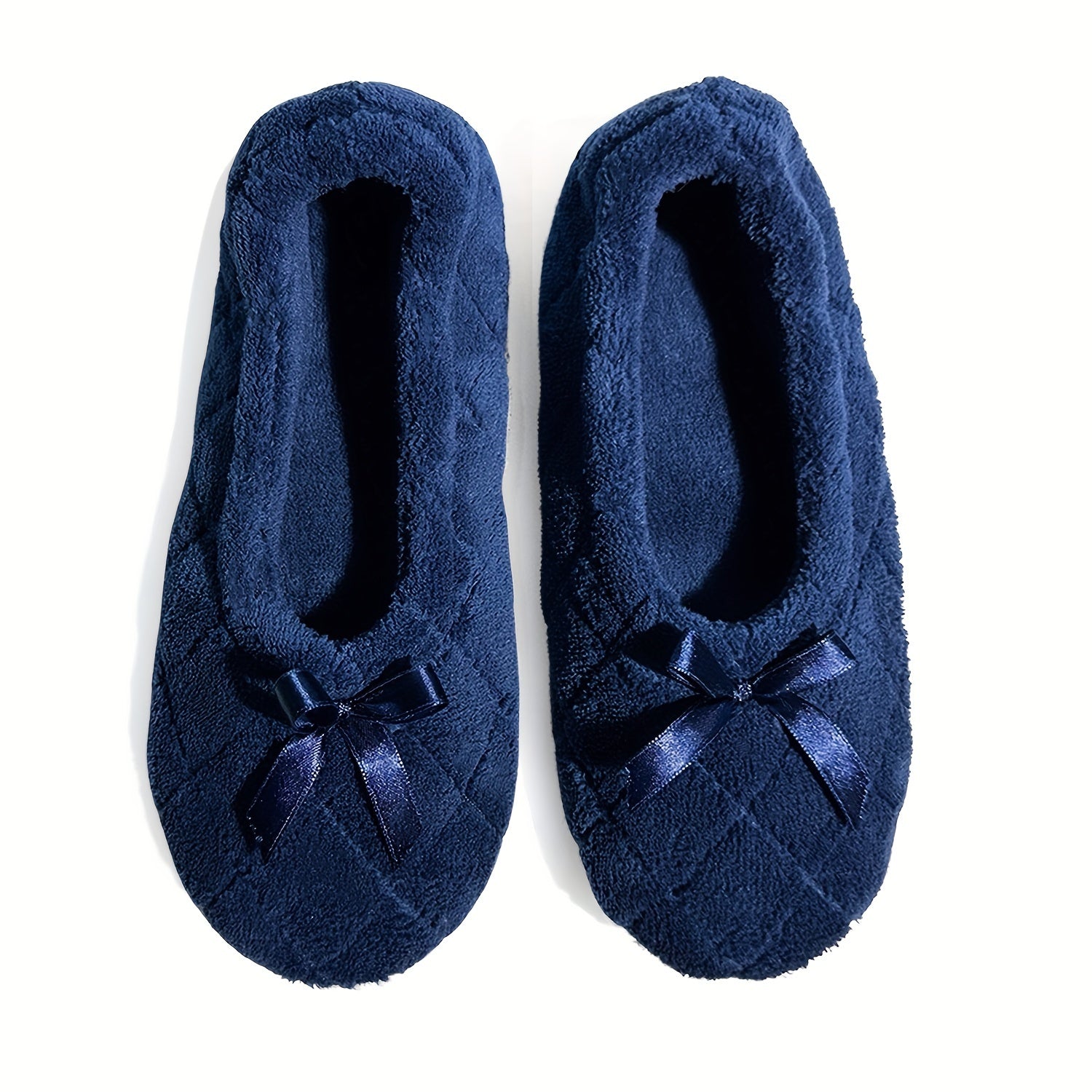 Ayollar uchun bir rangli qavatiq Terrycloth ballerina tufli, saten lent bilan ichki poyabzal