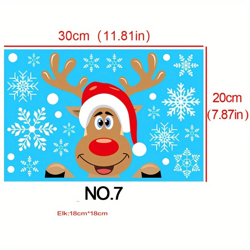 Christmas Window Clings Set with Snowflake and Santa Designs for Holiday Decor
