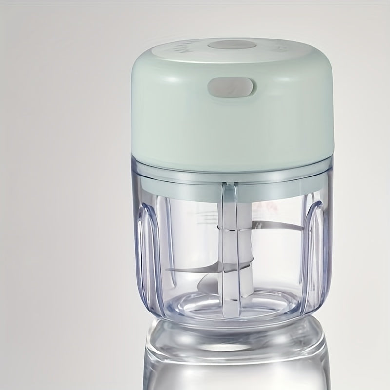 USB rechargeable mini garlic press electric meat chopper transparent design blue LED portable kitchen 100ml 250ml