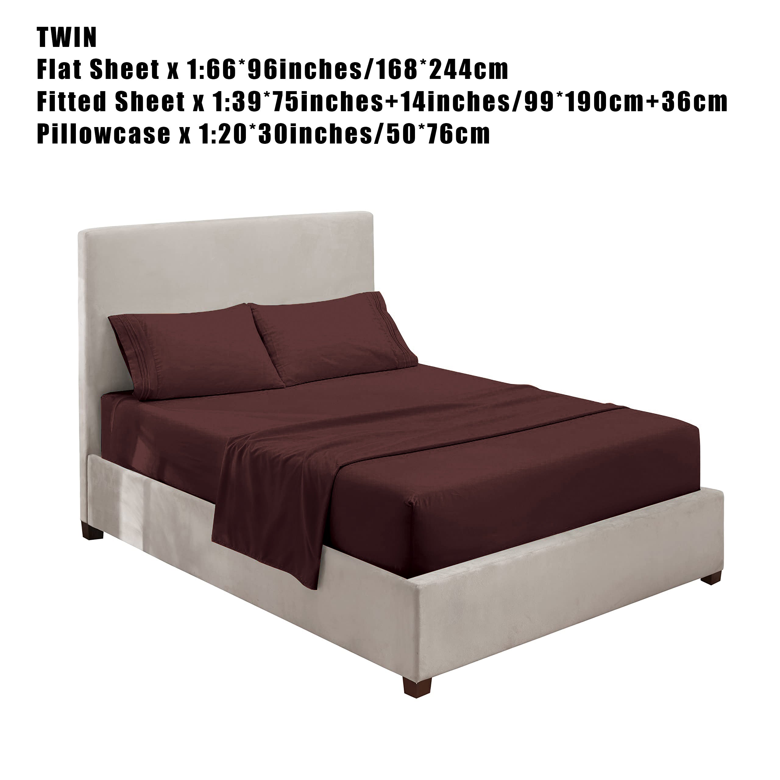 Вышитый комплект постельного белья тёмно-коричневого цвета, 4 предмета, полиэстер, всесезонный, дышащий