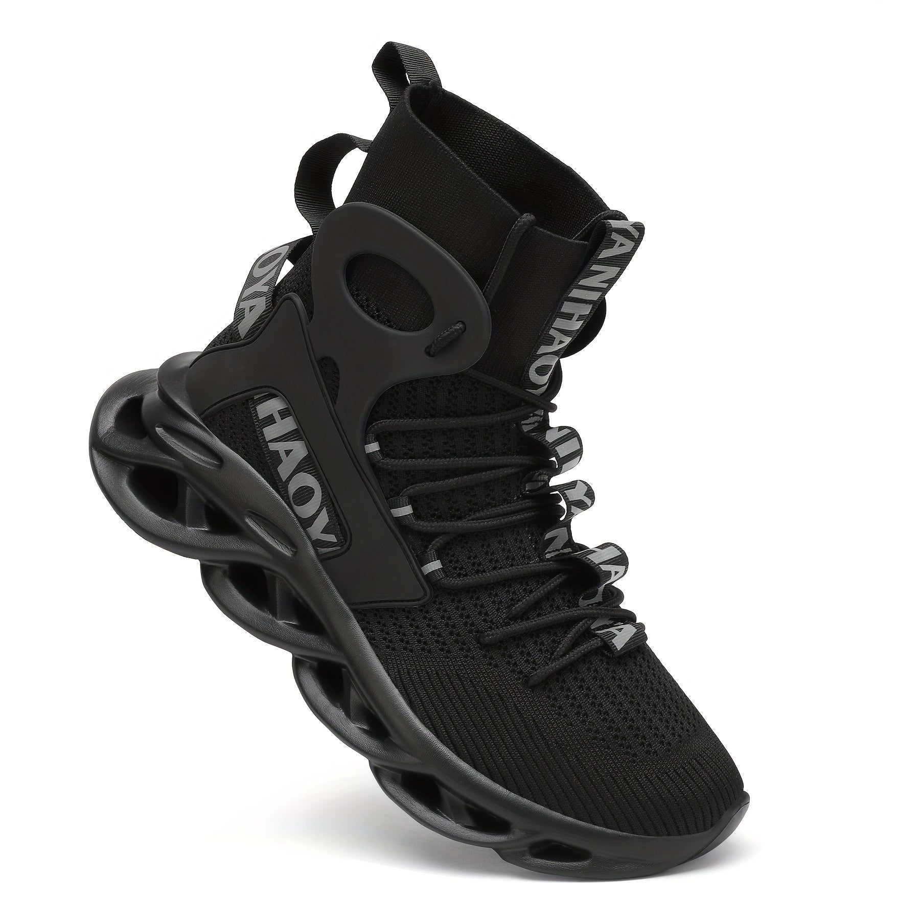 Men's Knitted High-Top Sneakers for Running Tennis and Gym Spring Summer