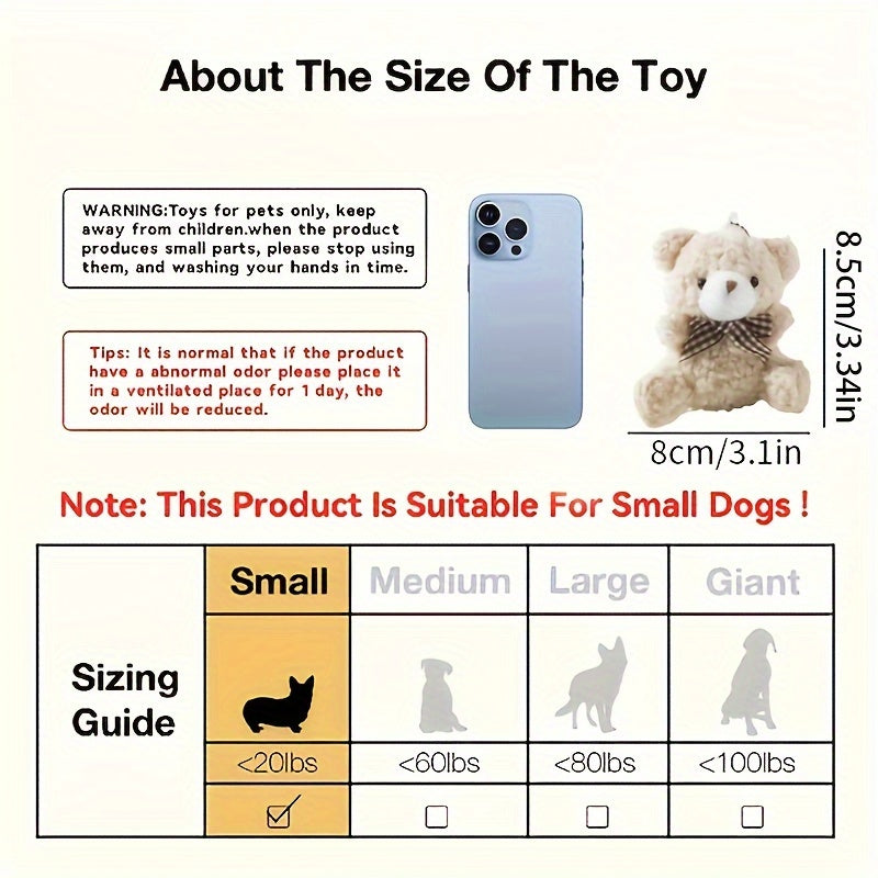 Medium-Sized Cartoon Bear Plush Toy for Dogs Soft Fabric Random Colors