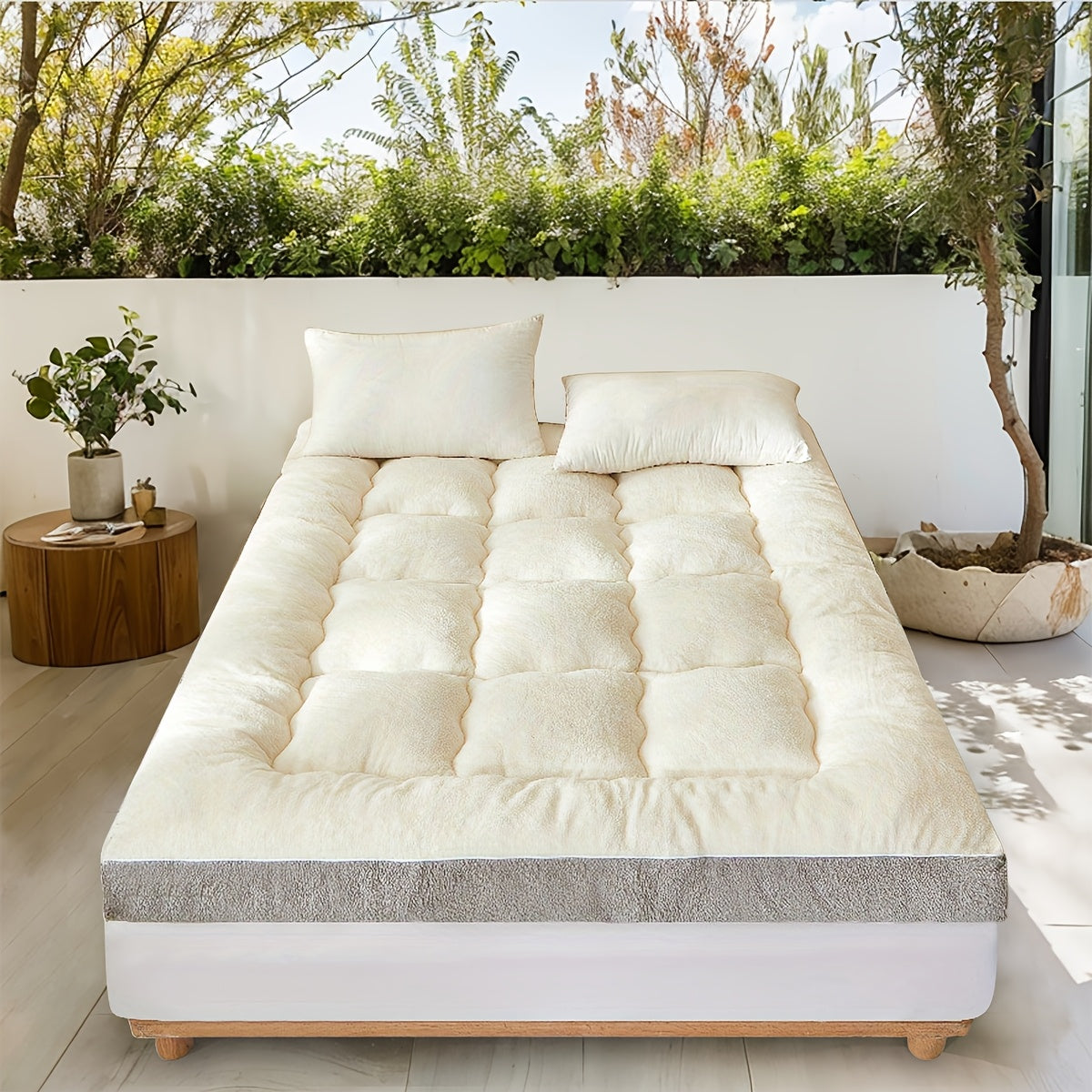 Winter Velvet Mattress Topper for Single and Double Beds All-Season Polyester Cushion