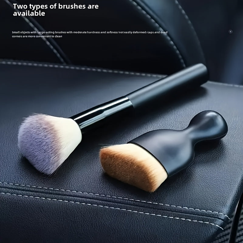 2pcs Microfiber Car Detailing Brush Soft Bristle Interior Vent Dash Cleaner