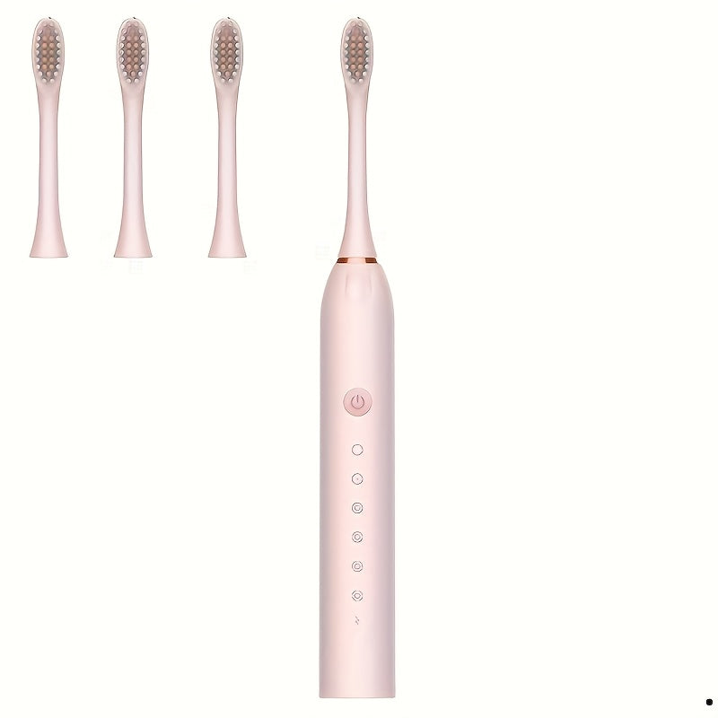 Kattalar uchun elektr tish cho'tkasi yumshoq cho'tkalar, qayta to'ldiriladigan, 6 tezlik, 4 bosh