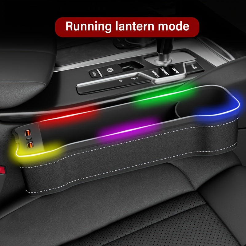 Car Interior Storage Box Voice-Activated Atmosphere Light Organizer Cup Holder