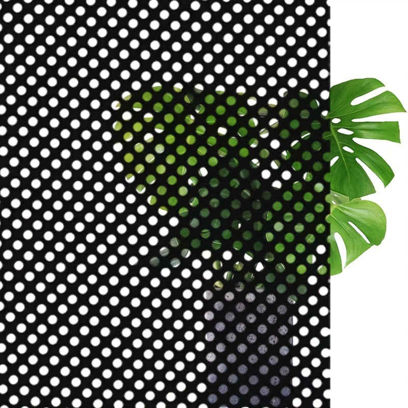 Stained Glass Window Privacy Film Black Vinyl One-Way Perforated UV Sun Blocking