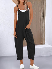 Plus Size Sleeveless Jumpsuit Polyester Blend Wide Leg Casual Summer