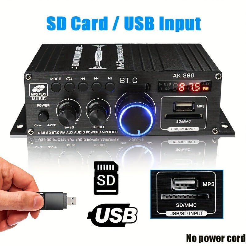 800W 2 Channel Mini HiFi Power Amplifier for Home and Car Stereo FM Radio