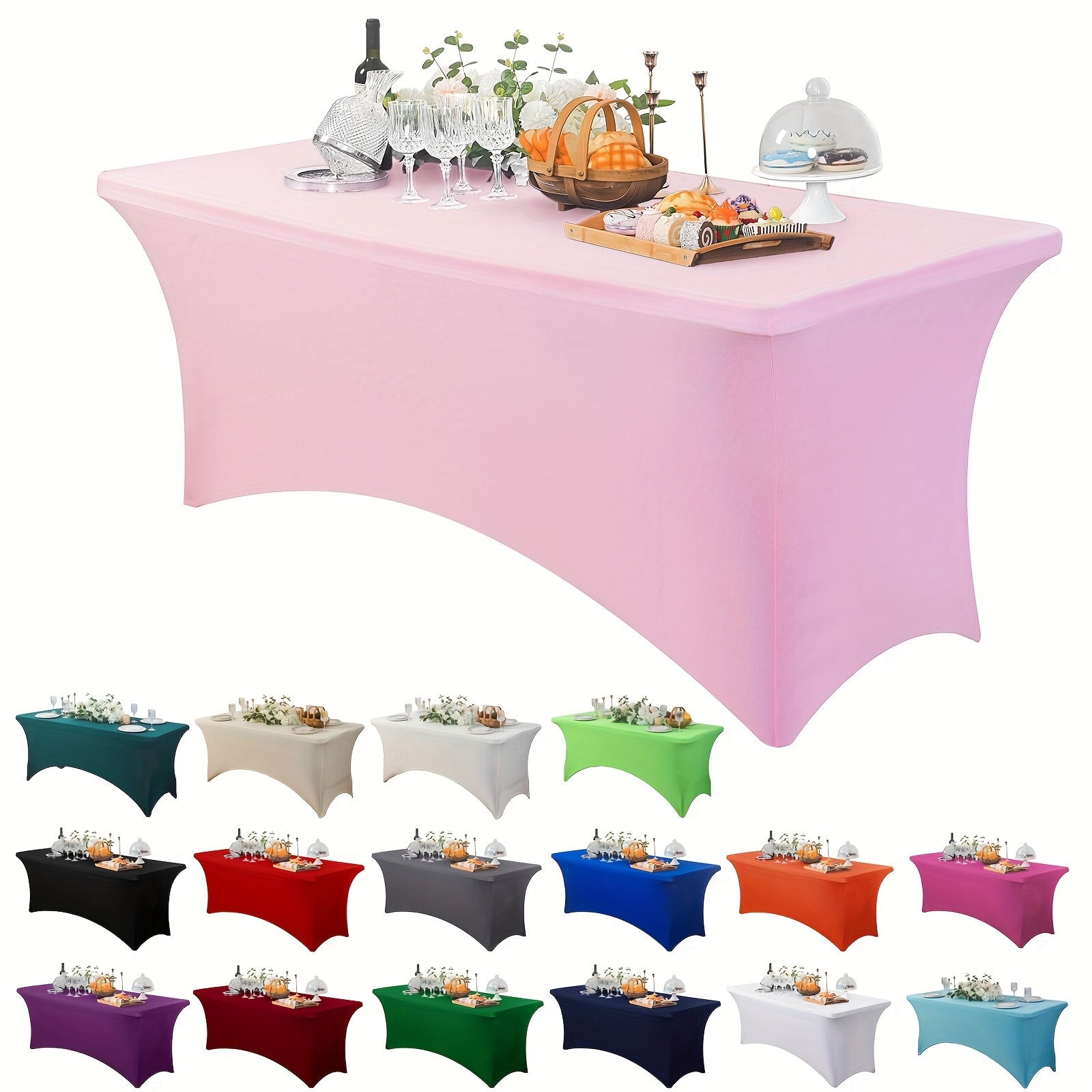 Stretch Spandex Tablecloth for Weddings Parties and Events Durable Polyester Blend Mixed Color