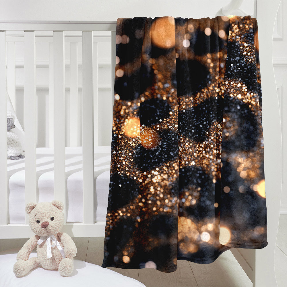 Black and Gold Leopard Print Flannel Fleece Blanket Soft Warm Throw for Sofa Bed Camping