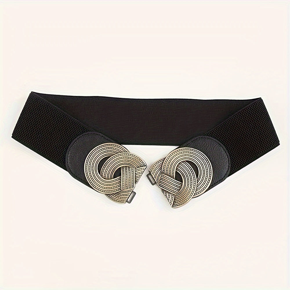 Women's Retro PU Leather Elastic Wide Corset Belt for Coats and Dresses