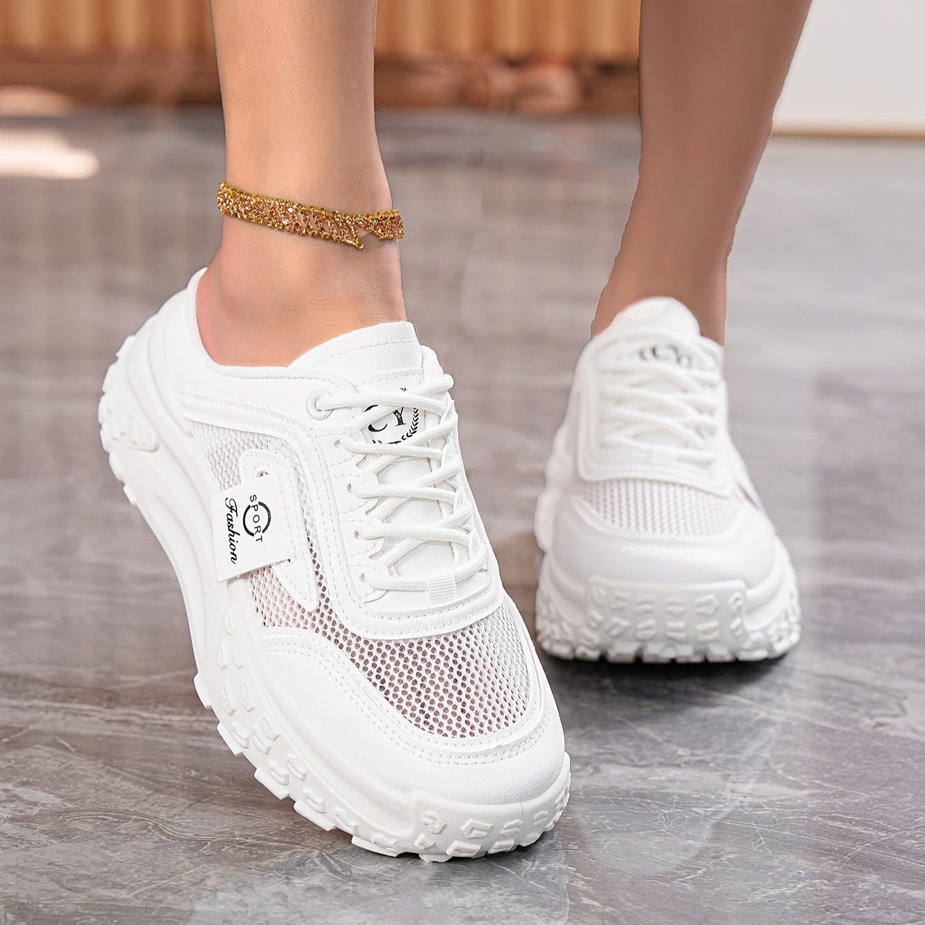 Women's Casual Slip-On Shoes Thick Sole Solid Color Round Toe PU Rubber Sole