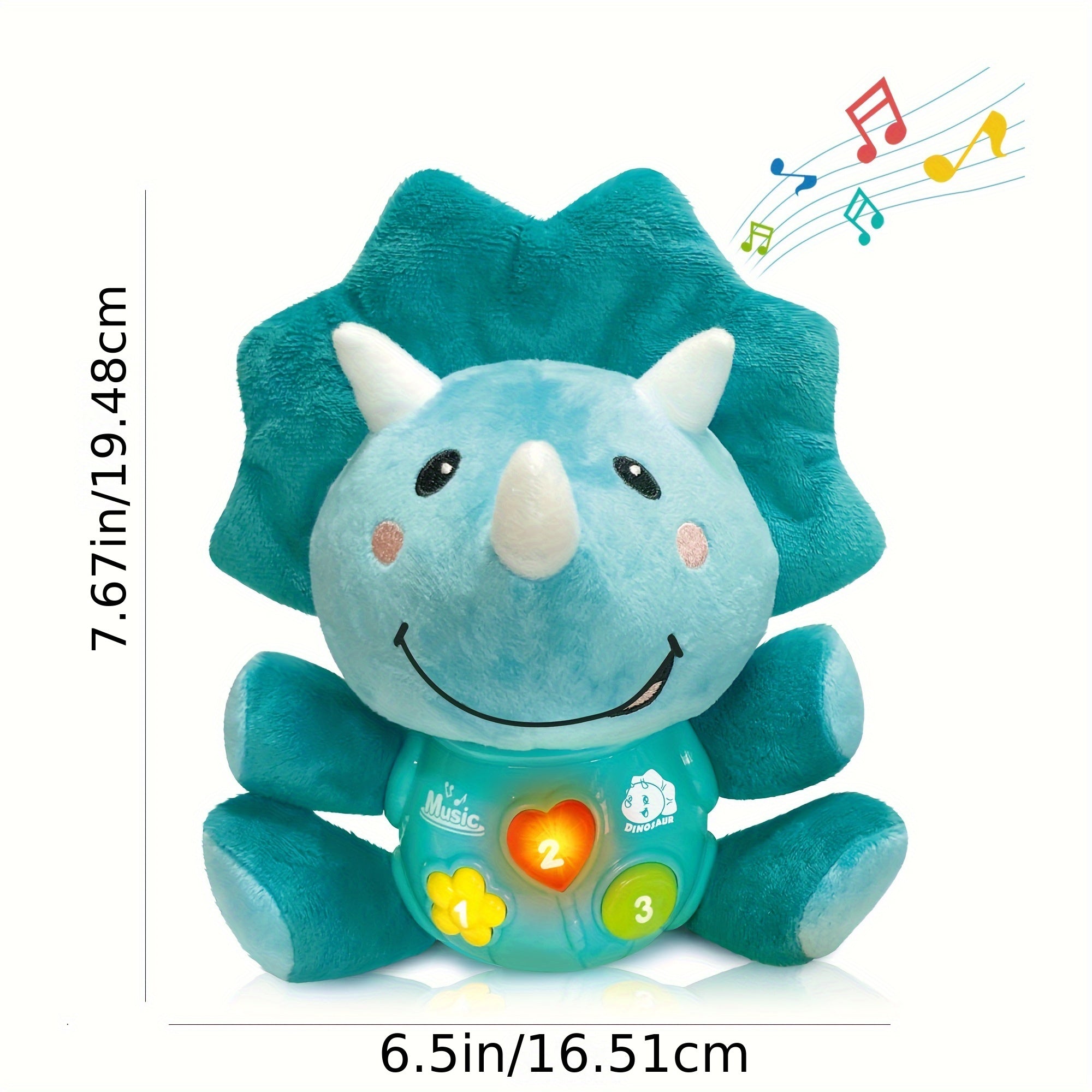 Juguete de peluche de dinosaurio para niños con música suave y material de felpa blanda