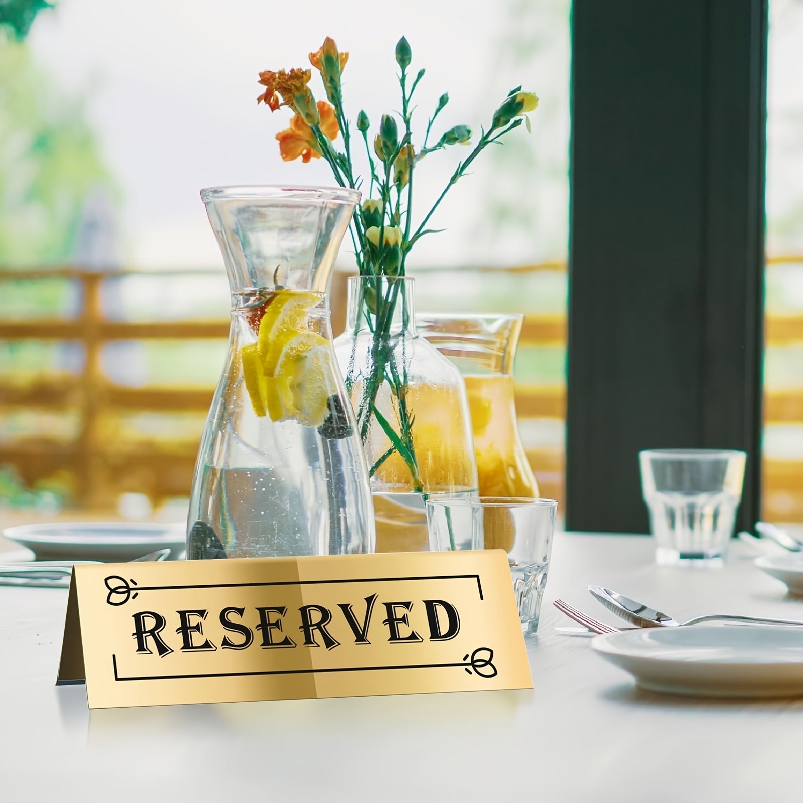 Acrylic Reserved Table Signs Set of 3 Waterproof Double-Sided Wedding Party Restaurant