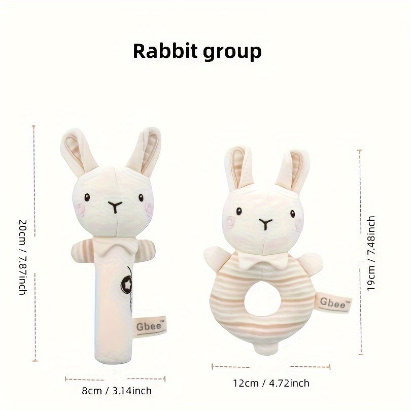 2 ta bolalar uchun tinchlantiruvchi o'yinchoqlar to'plami - qiziqarli qo'l chirqillovchilari, multfilm hayvon dizaynlari bilan, yumshoq polyesterdan tayyorlangan, Halloween va Rojdestvo sovg'alari uchun ideal