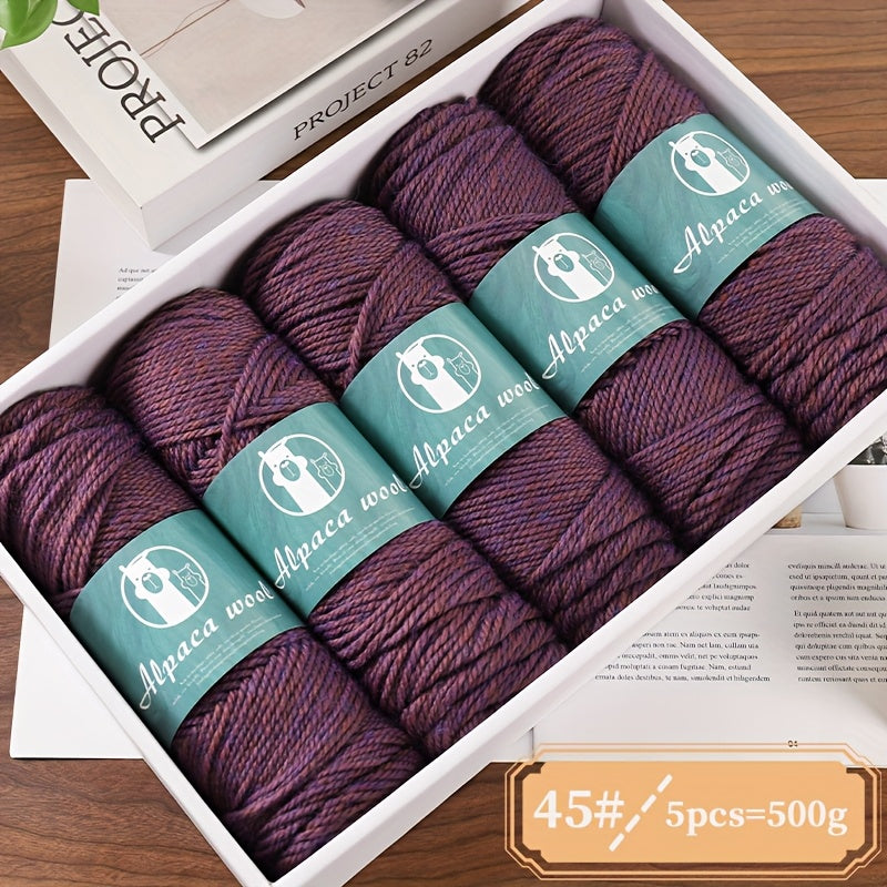 5-Pack Multicolor Alpaca Wool Yarn 500g Thick-Thin Self-Striping and Ombre