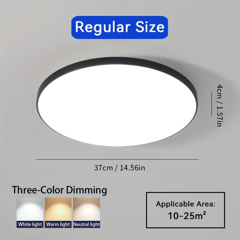 Dimmable LED Ceiling Light 36.83cm Black White Gold Ultra-Thin for Living Room Bedroom Kitchen