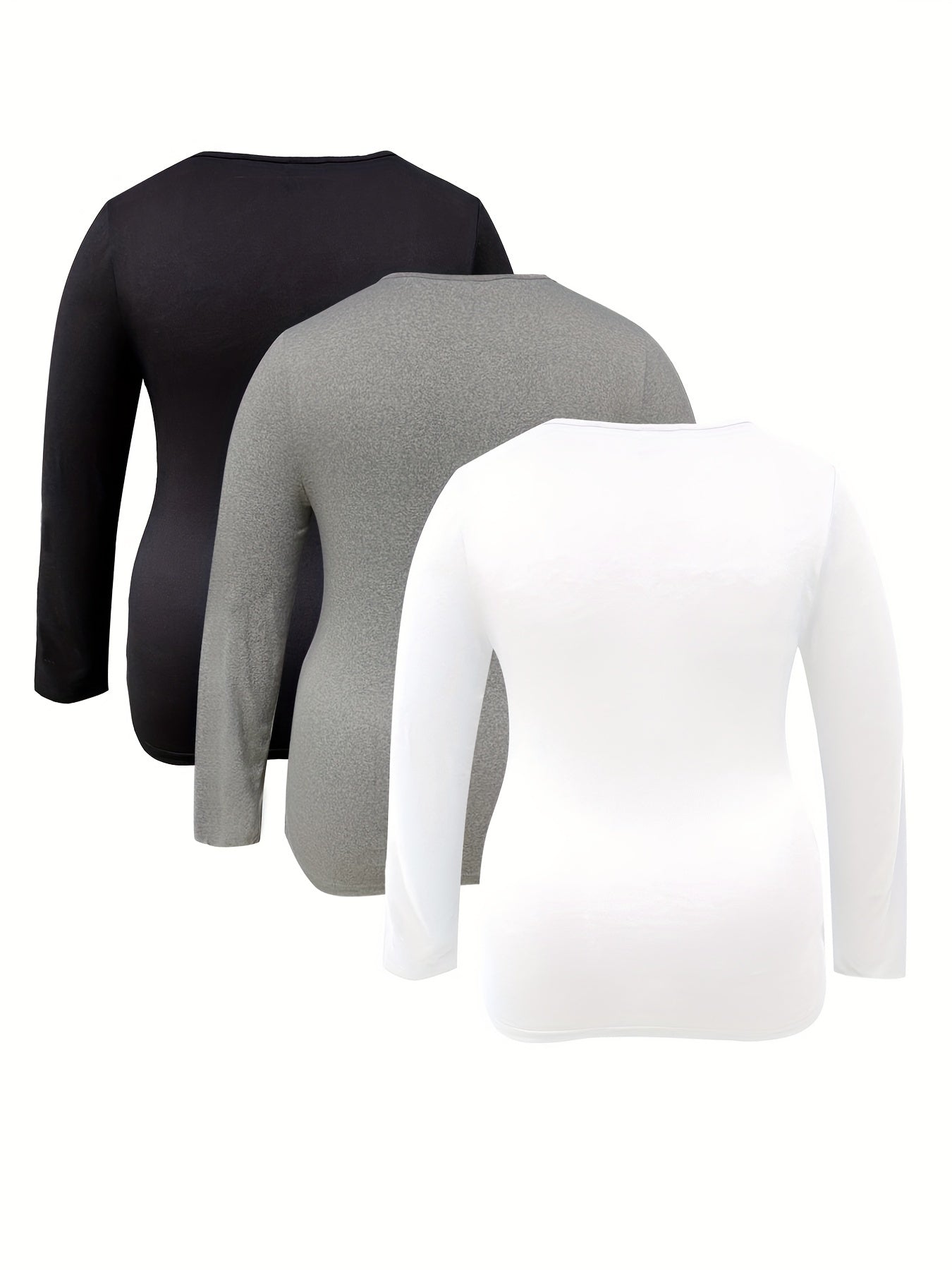 Conjunto de 3 bodies ajustados de algodón con escote cuadrado para mujer