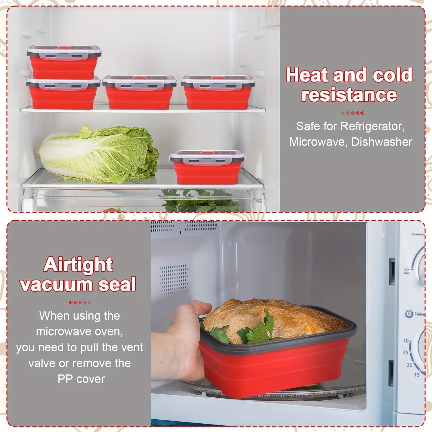 Set of Four Collapsible Silicone Food Storage Containers Stackable Meal Prep Bowls