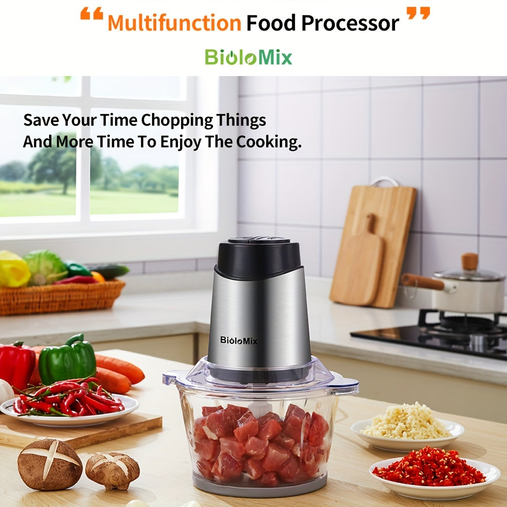 Procesador de alimentos de 500W con picadora de carne, cuenco de vidrio de 1.8L, cuchillas adicionales, enchufe EU