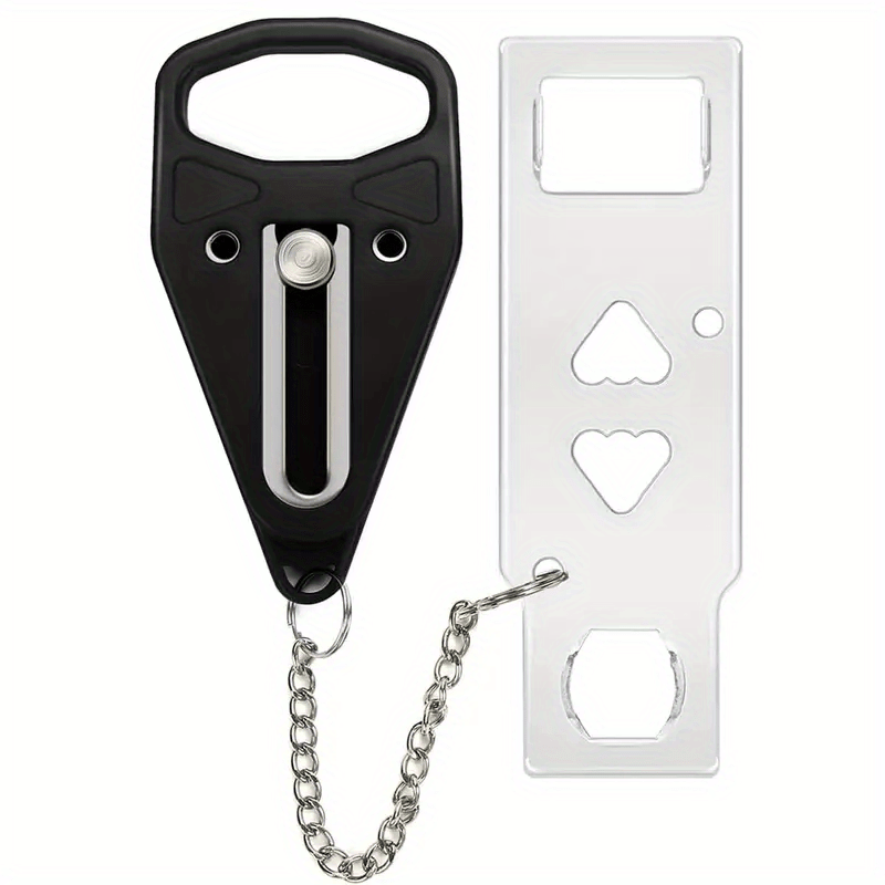 Portable Door Lock with Keychain Durable Plastic Security Latch for Travel or Home Red Blue Black
