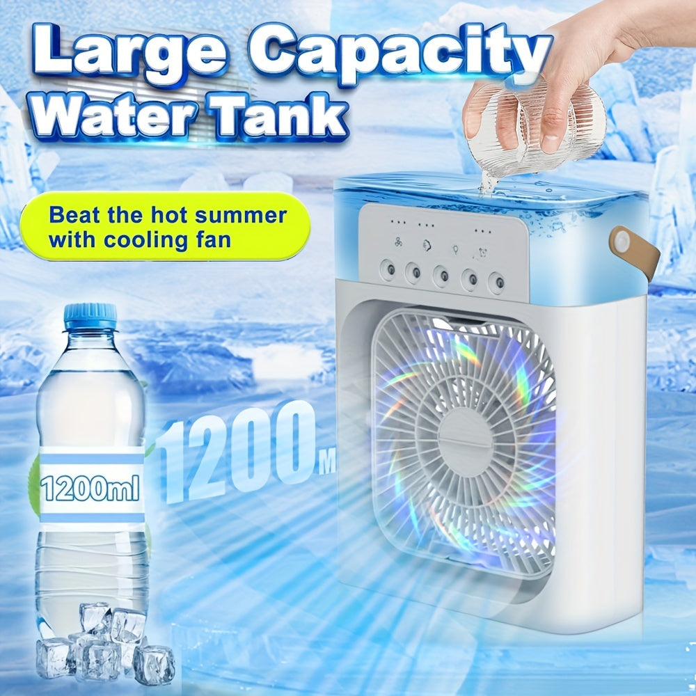 Portable USB Humidifier Fan with 5-Speed Mist Cooler 1200ml Ultrasonic Desktop Cooler