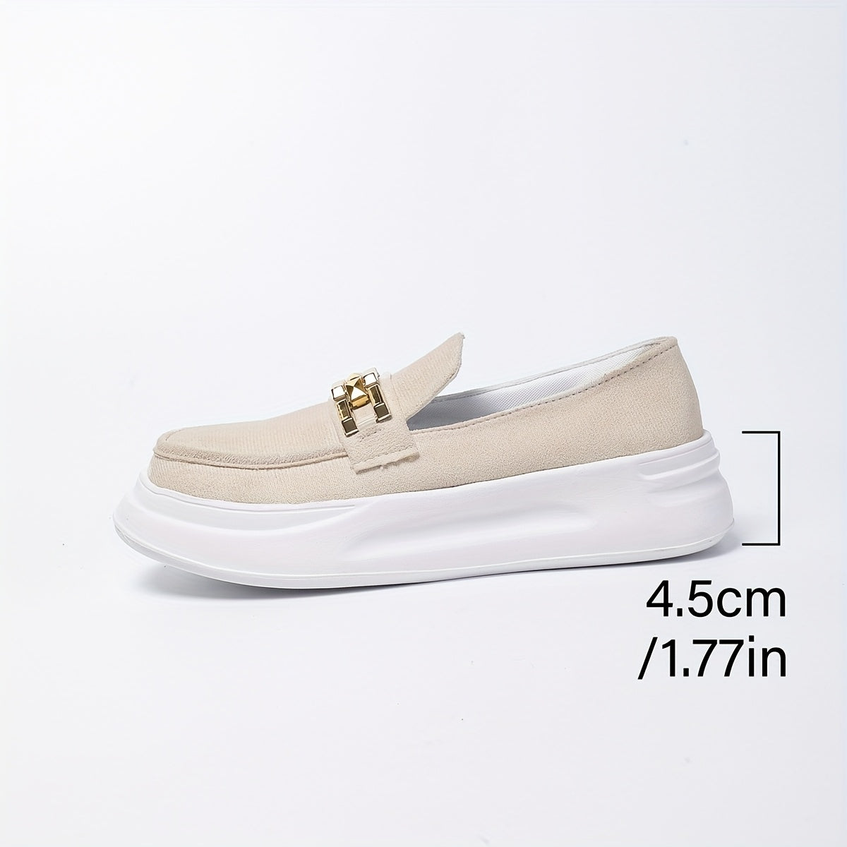 Women's Slip-On Platform Shoes Beige Cushioned Sole Casual Office Slip-Ons