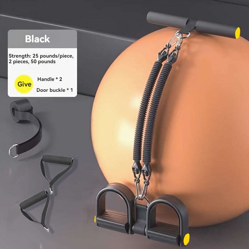Эспандер с 4 прядями для тренировки ног и пресса, резиновый плетеный дизайн, черный и фиолетовый, несколько уровней сопротивления