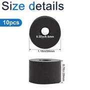 Set of 10 Black Neoprene Rubber Washers 3/4 Inch Thick Spacers for Home and Office