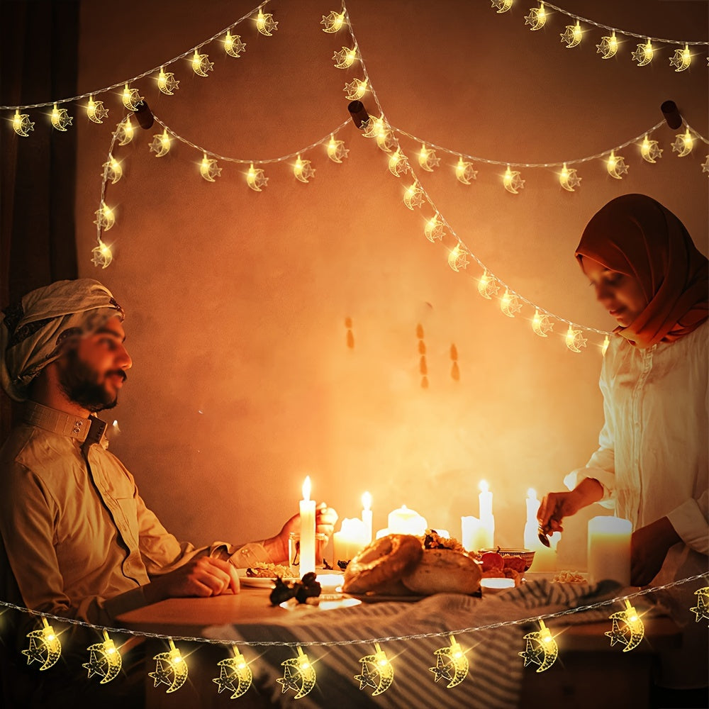 1 dona yulduz va oy pandant chiroqlari bayram daraxti bezash uchun