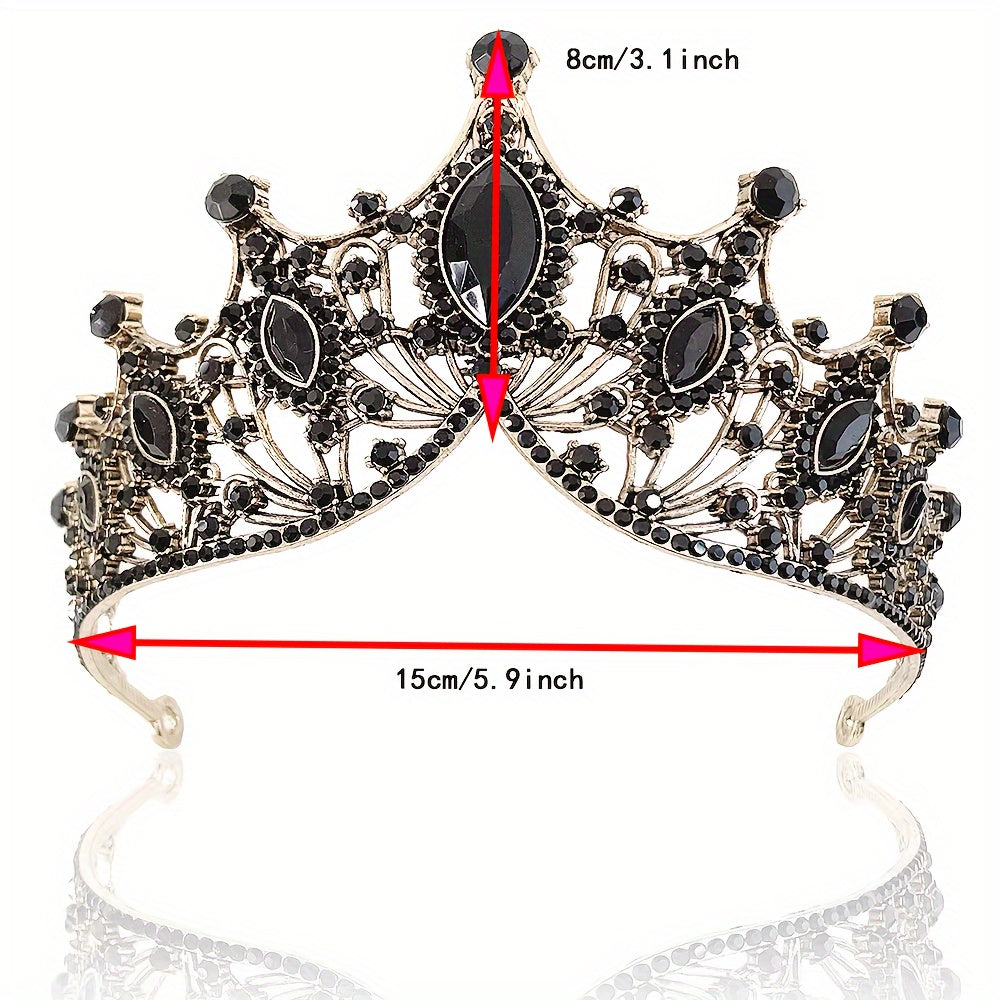 Diadema nupcial de rhinestones brillantes, tocado multicolor con motivo de princesa y caballero