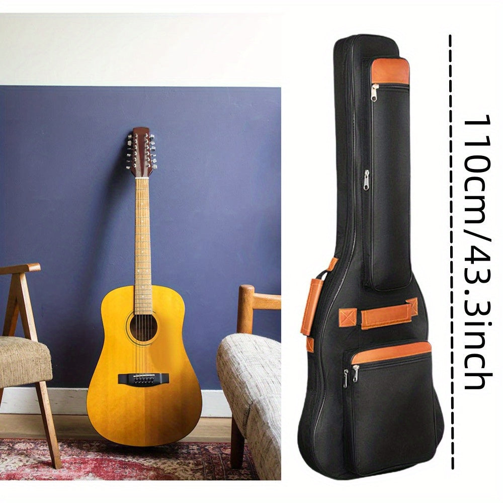 104.14cm Black Guitar Bag for Bass and Acoustic Travel Padded Tote Case