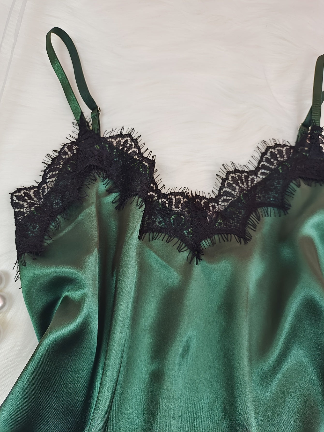 Women's Sexy Pajama Set with V-Neck Off-Shoulder Lace Trim Polyester Blend