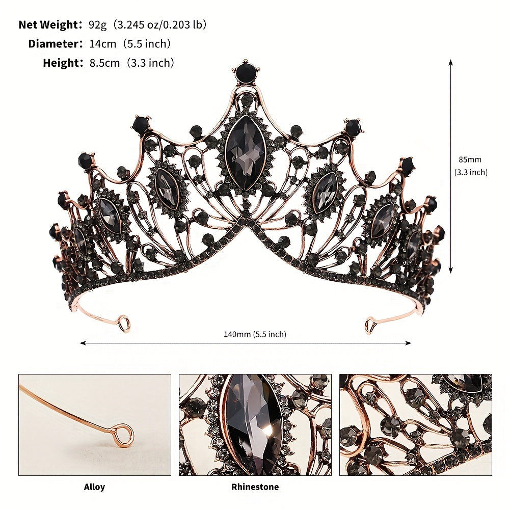 To'y va bayram uchun Rojdestvo bilan bezatilgan qora Barok to'y tiarasi