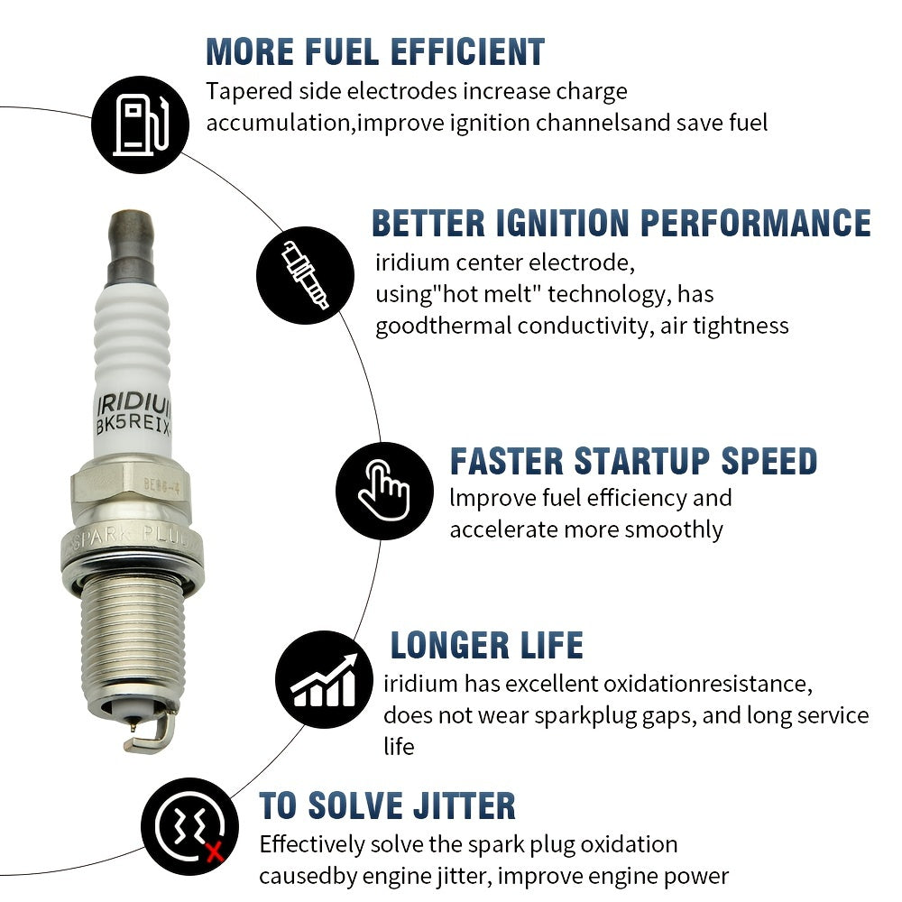 4 Pack Spark Plugs BKR5EIX-11 Compatible with Multiple Cars