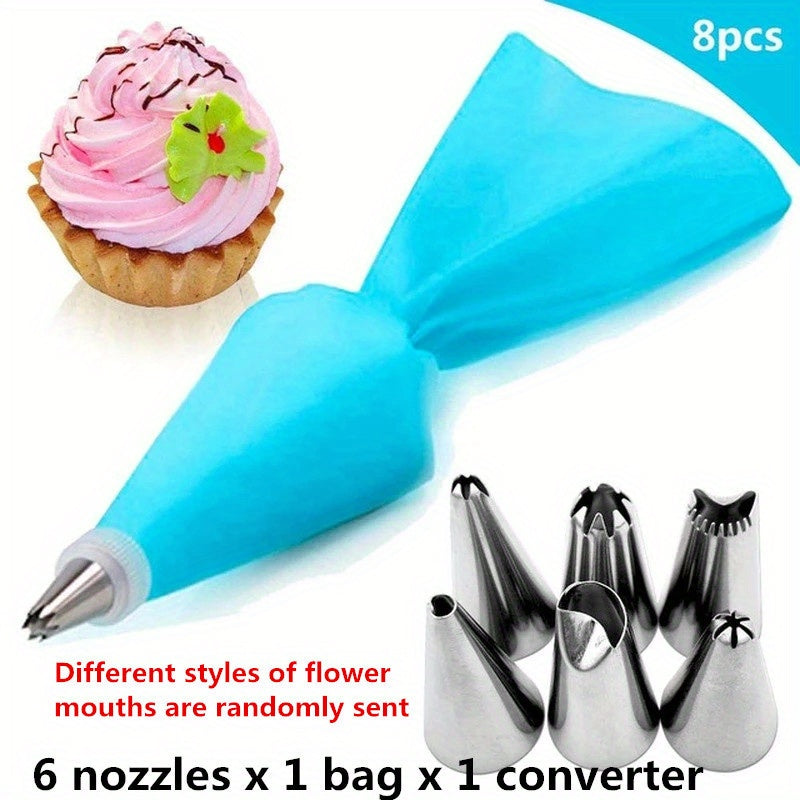 Silicone Pastry Bags Set for Cake Decorating Includes 8 and 26 Pieces Nozzle Kit