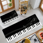 Piano Key Kitchen Floor Mat Non-Slip Waterproof Oil-Proof Soft Flannel